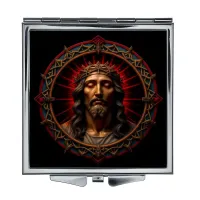 Складное зеркало квадратное Иисус с терновым венцом ZER2-0666