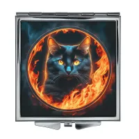 Складное зеркало квадратное Огненный черный кот ZER2-0703