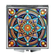 Складное зеркало квадратное Цветной узор ZER2-0769