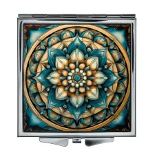 Складное зеркало квадратное Винтажный цветок жизни ZER2-0780