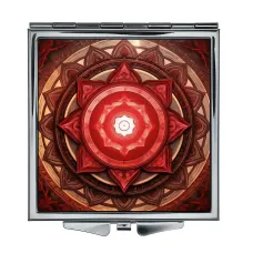 Складное зеркало квадратное Красная мандала ZER2-0787