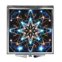 Складное зеркало квадратное Неоновая восьмиконечная звезда ZER2-0788