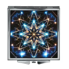 Складное зеркало квадратное Неоновая восьмиконечная звезда ZER2-0788