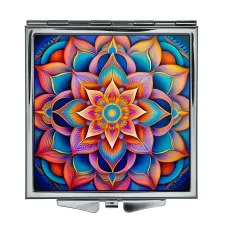 Складное зеркало квадратное Яркий цветок жизни ZER2-0789