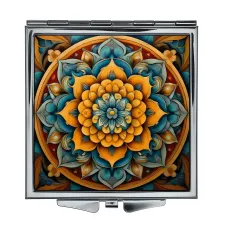 Складное зеркало квадратное Оранжевый цветок жизни ZER2-0799