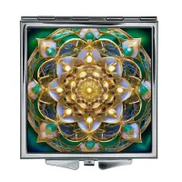 Складное зеркало квадратное Золотой цветок жизни ZER2-0803