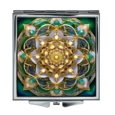 Складное зеркало квадратное Золотой цветок жизни ZER2-0803
