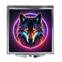 Складное зеркало квадратное Волк неон ZER2-0822