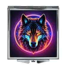 Складное зеркало квадратное Волк неон ZER2-0822