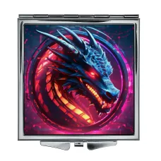 Складное зеркало квадратное Дракон в профиль неон ZER2-0826