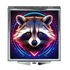 Складное зеркало квадратное Енот неон ZER2-0828