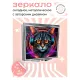 Складное зеркало квадратное Кот в очках и наушниках неон ZER2-0830