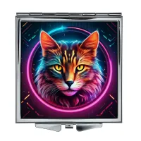 Складное зеркало квадратное Кот неон ZER2-0831