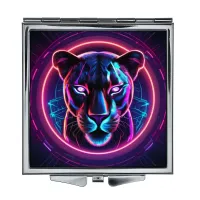 Складное зеркало квадратное Дикая кошка неон ZER2-0841