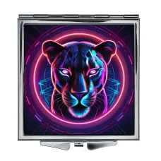 Складное зеркало квадратное Дикая кошка неон ZER2-0841