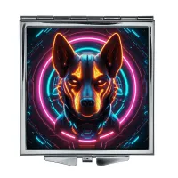 Складное зеркало квадратное Пес неон ZER2-0844