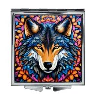 Складное зеркало квадратное Волк мозаика ZER2-0851