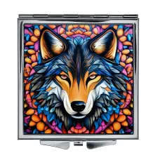 Складное зеркало квадратное Волк мозаика ZER2-0851