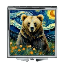 Складное зеркало квадратное Медведь Звездная Ночь ZER2-0882