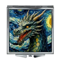 Складное зеркало квадратное Дракон звездная ночь ZER2-0885