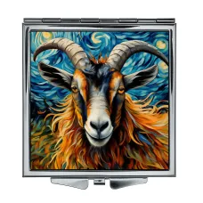 Складное зеркало квадратное Коза звездная ночь ZER2-0886