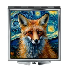 Складное зеркало квадратное Лиса звездная ночь ZER2-0887