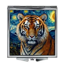 Складное зеркало квадратное Тигр звездная ночь ZER2-0888