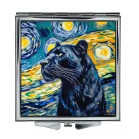 Складное зеркало квадратное Пантера звездная ночь ZER2-0889