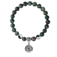 Браслет Глаз (от сглаза и порчи), Цоизит 8мм BSPE1-24-3007
