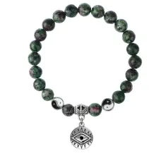 Браслет Глаз (от сглаза и порчи), Цоизит 8мм BSPE1-24-3007