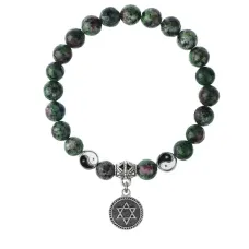 Браслет Звезда Давида (от сглаза и зла), Цоизит 8мм BSPE1-24-3012