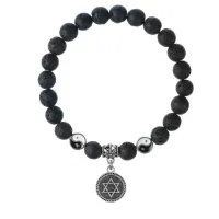 Браслет Звезда Давида (от сглаза и зла), Лава 8мм BSPE1-25-3012