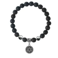 Браслет Звезда Давида (от сглаза и зла), Лава 8мм BSPE1-25-3012