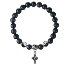 Браслет Крест (мудрость, гармония, процветание), Синий авантюрин 8мм BSPE1-26-3004