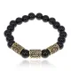 Браслет с рунами под золото Приумножение собственности, с нат. камнем Черный агат 10мм BSR2-040
