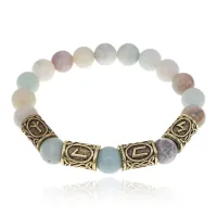 Браслет с рунами под золото Уверенность в себе, с нат. камнем Амазонит 10мм BSR2-047