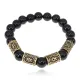 Браслет с рунами под золото Растущее благосостояние, с нат. камнем Черный агат 10мм BSR2-054