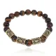 Браслет с рунами под золото Стабильный рост, с нат. камнем Тигровый глаз 10мм BSR2-056