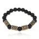 Браслет с рунами под золото Защита от энергетических вампиров, с нат. камнем Черный агат 10мм BSR2-069