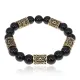 Браслет с рунами под золото Привлечение денег, с нат. камнем Черный агат 10мм BSR2-080