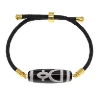 Браслет с бусиной Дзи Кубера на черном шнуре BSDA-11