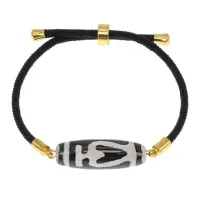 Браслет с бусиной Дзи Бумпа на черном шнуре BSDA-13