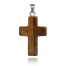 Кулон Крест, 3х1,5см, тигровый глаз BJK409-02