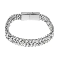 Браслет из нержавеющей стали, 19см, цвет серебряный BS766-02