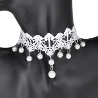 Кружевной чокер, цвет белый, 3см CR010-04