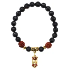 Браслет Богатство с натамнем Черный агат 8мм BSRE12