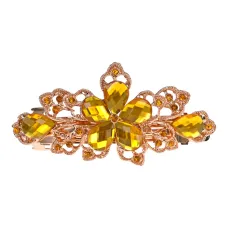 Заколка для волос с кристаллами и стразами, цвет желтый HZ044