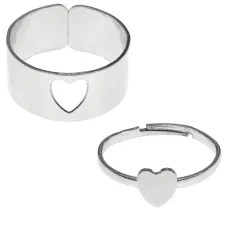 Парные кольца Сердце, цвет серебряный KL528-01