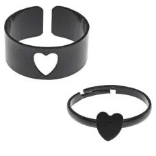 Парные кольца Сердце, цвет черный KL528-02