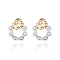 Серьги Роза с искусственным жемчугом, 15х15х10мм SE245